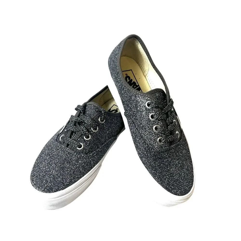 Vans Classic Skate Shoes Gray Glitter Womens 6.5 Low Top Lace Up Sneakers Mens 5